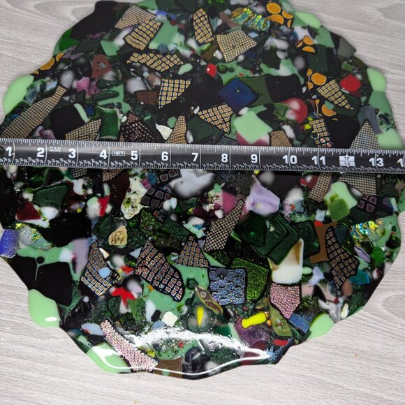 Stained Glass Mosaic Multicolored Disc Stepping Stone Table Decor 13.5" - Picture 10 of 13